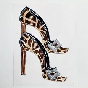 4/$20⭐️ Animal Print Manolo Blahnik Shoe Illustration *PRINT*